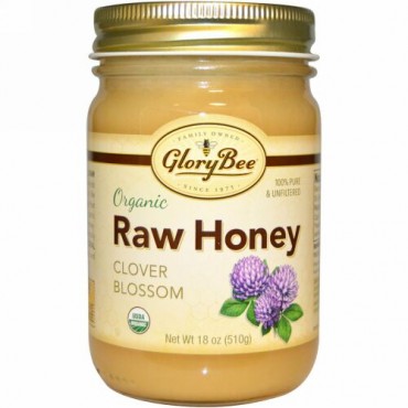 GloryBee, オーガニック生ハチミツ, クローバーの花, 18オンス（510 g） (Discontinued Item)