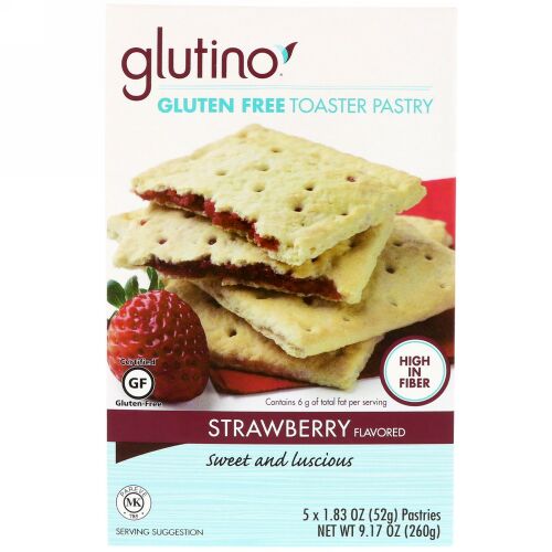 Glutino, グルテンフリートースターペストリー、ストロベリー、5ペストリー、各1.83オンス (52 g) (Discontinued Item)