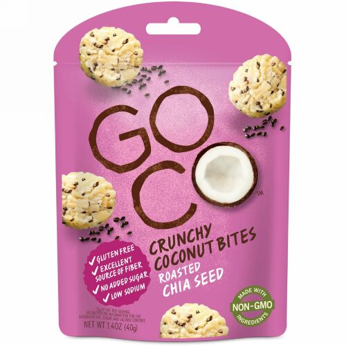 GoCo, クランチーココナッツバイツ、ロースト・チアシード、1.4オンス (40 g) (Discontinued Item)