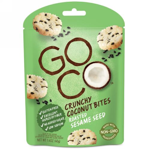 GoCo, クランチーココナッツバイツ、ローストセサミシード（炒りごま）、1.4オンス (40 g) (Discontinued Item)