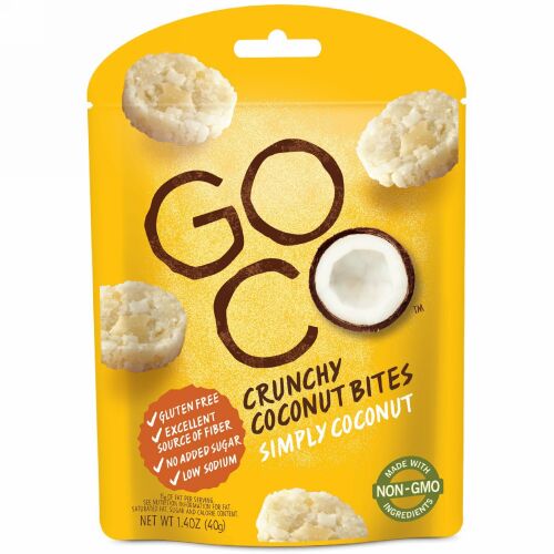 GoCo, クランチーココナッツバイツ、シンプリーココナッツ、1.4オンス (40 g)
