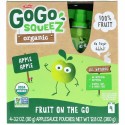 GoGo SqueeZ, オーガニックアップルソース、アップルアップル、4ポーチ、各3.2オンス (90 g) (Discontinued Item)