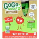 GoGo SqueeZ, オーガニックアップルソース、アップルストロベリー、4ポーチ、各3.2オンス (90 g) (Discontinued Item)