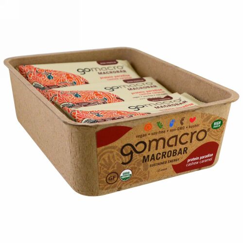 GoMacro, マクロバー、プロテイン・パラダイス、カシュー・キャラメル、12本、各2.1 oz (60 g) (Discontinued Item)