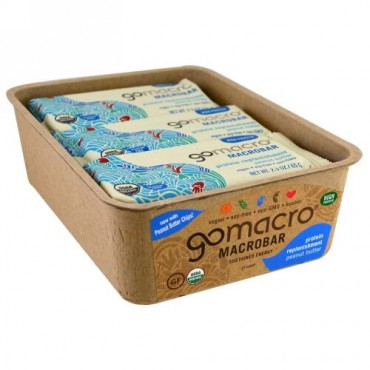 GoMacro, Macrobar, Protein Replenishment, Peanut Butter, 12 bars (2.3 oz each) (Discontinued Item)