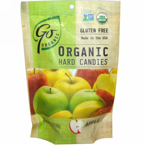 GoOrganic, オーガニックハードキャンディ、 アップル、 3.5 oz (100 g) (Discontinued Item)