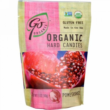 GoOrganic, オーガニックハードキャンディ, ザクロ, 3.5オンス (100 g) (Discontinued Item)