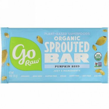 Go Raw, オーガニック、パンプキンシードスプラウトバー、51 g（1.8 oz） (Discontinued Item)