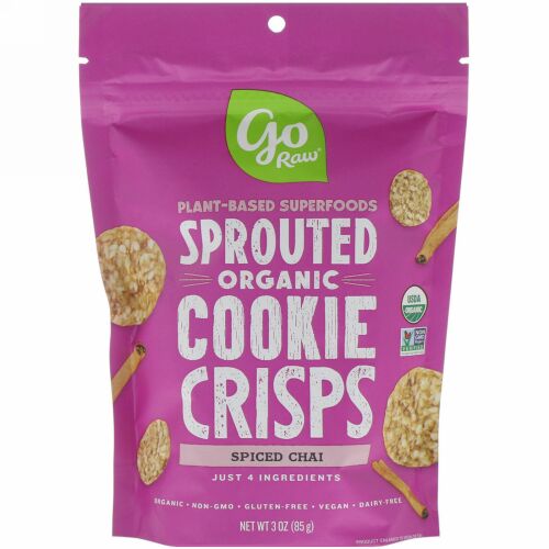 Go Raw, オーガニック、スプラウテッドクッキークリスプ、スパイスチャイ、85 g（3 oz） (Discontinued Item)