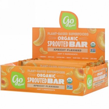 Go Raw, Organic Sprouted Bar, Apricot Flaxseed , 10 Bars, 0.4 oz (11 g) Each (Discontinued Item)