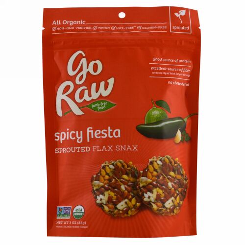 Go Raw, オーガニック発芽亜麻スナック、スパイシーフィエスタ、3 oz (85 g) (Discontinued Item)