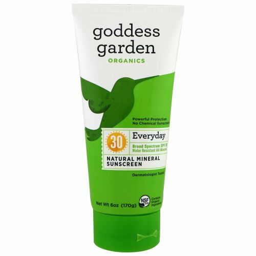 Goddess Garden, オーガニック、エブリデイナチュラルミネラルサンスクリーン、SPF 30、6オンス (170 ml) (Discontinued Item)
