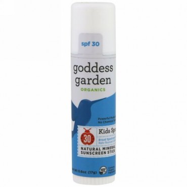 Goddess Garden, オーガニック、 天然ミネラル日焼け止めスティック、 キッズスポーツ、 SPF30、0.6 oz (17 g) (Discontinued Item)