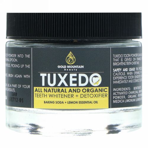 Gold Mountain Beauty, Tuxedo, All Natural and Organic Teeth Whitener + Detoxifier, Baking Soda + Lemon Essential Oil, 32 g (Discontinued Item)