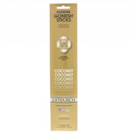 Gonesh, エキストラリッチインセンススティックス,ココナッツ,20本 (Discontinued Item)