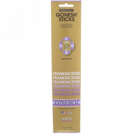 Gonesh, Extra Rich Incense Sticks, Frankincense, 20 Sticks (Discontinued Item)