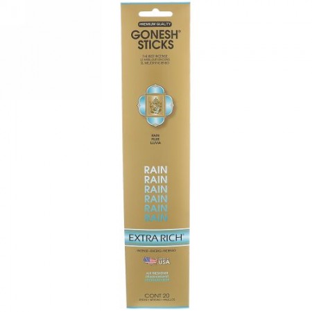 Gonesh, Extra Rich Incense Sticks, Rain, 20 Sticks (Discontinued Item)