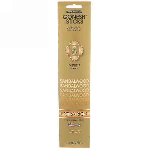 Gonesh, Extra Rich Incense Sticks, Sandalwood, 20 Sticks (Discontinued Item)