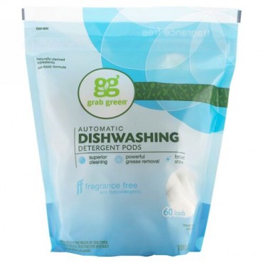 Grab Green, 食器洗い機用洗剤、無香料、60回分、2 lbs 4 oz (1080 g)