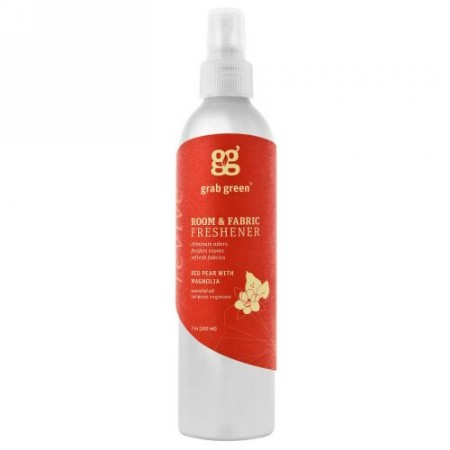 Grab Green, ルーム&ファブリックフレッシュナー、赤ナシとマグノリア、7オンス（207 ml） (Discontinued Item)