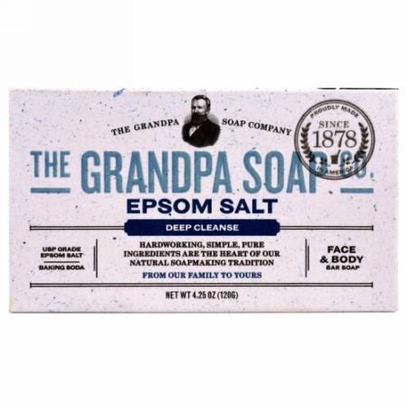 Grandpa's, フェイス＆ボディーバーソープ、ディープクレンズ、エプソムソルト、4.25オンス（120 g）