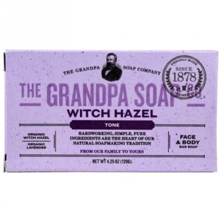 Grandpa's, フェイス＆ボディーバーソープ、トーン、ウィッチヘイゼル、4.25オンス（120g） (Discontinued Item)
