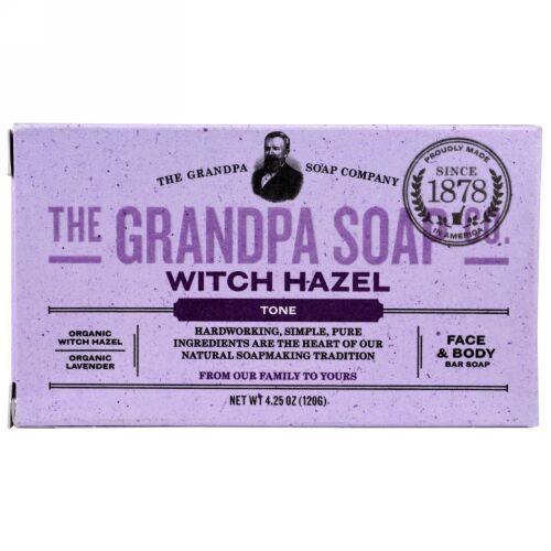 Grandpa's, フェイス＆ボディーバーソープ、トーン、ウィッチヘイゼル、4.25オンス（120g） (Discontinued Item)
