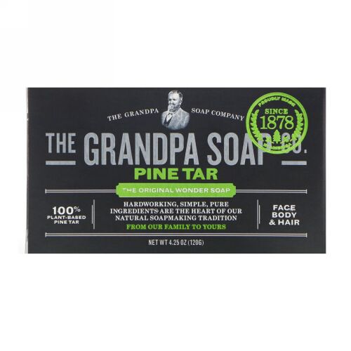 Grandpa's, フェイス、ボディ＆ヘア固形ソープ、松ヤニ、4.25 oz (120 g)