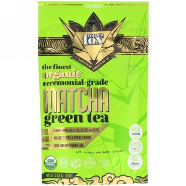Green Foods, フォールデッドフォックス、オーガニック抹茶、3.53オンス (100 g) (Discontinued Item)