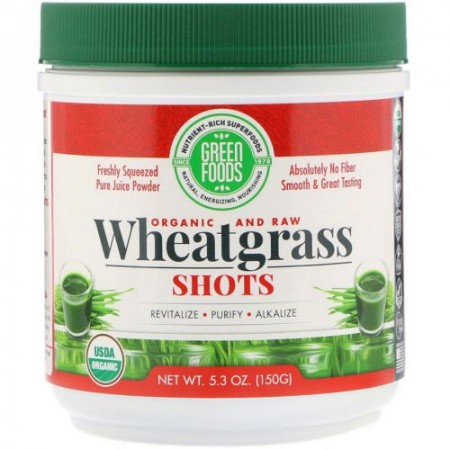 Green Foods, オーガニック＆ロー、ウィートグラスショット、150g（5.3oz）