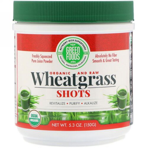Green Foods, オーガニック＆ロー、ウィートグラスショット、150g（5.3oz）