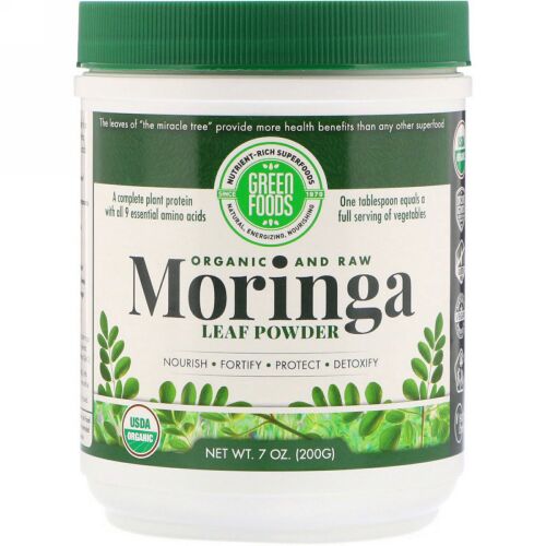 Green Foods, オーガニックで未加工、モリンガの葉パウダー、7オンス (200 g) (Discontinued Item)