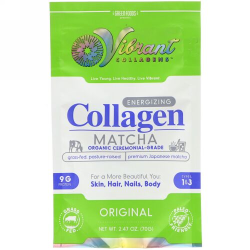 Green Foods, バイブラント・コラーゲン、活性化コラーゲン抹茶、オリジナル、2.47 oz (70 g) (Discontinued Item)