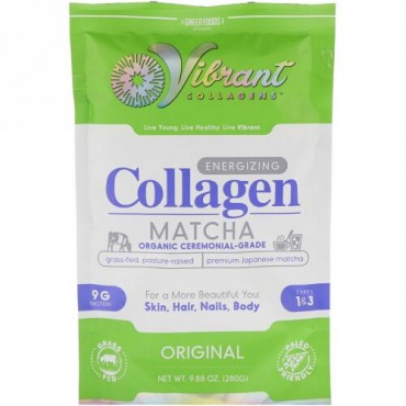 Green Foods, バイブラントコラーゲン、元気の出るコラーゲン抹茶、オリジナル、280g（9.88 oz） (Discontinued Item)