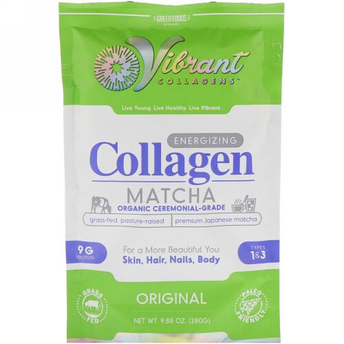 Green Foods, バイブラントコラーゲン、元気の出るコラーゲン抹茶、オリジナル、280g（9.88 oz） (Discontinued Item)