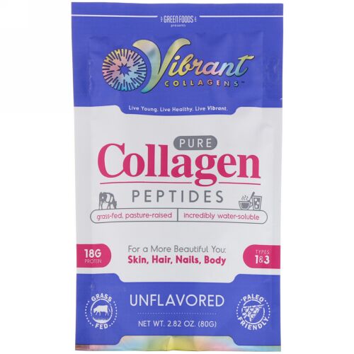 Green Foods, Vibrant Collagens, Pure Collagen Peptides, Unflavored, 2.82 oz (80 g) (Discontinued Item)