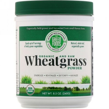 Green Foods , オーガニック、生、シバムギパウダー、240g（8.5 oz） (Discontinued Item)
