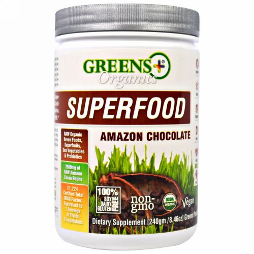 Greens Plus, オーガニックススーパーフード,アマゾンチョコレート, 8.46 オンス (240 g) (Discontinued Item)
