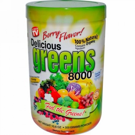 Greens World, Delicious Greens 8000、ベリー味、10.6 オンス (300 g)