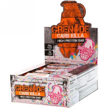 Grenade, Carb Killa, High Protein Bar, Birthday Cake, 12 Bars, 2.12 oz (60 g) Each (Discontinued Item)