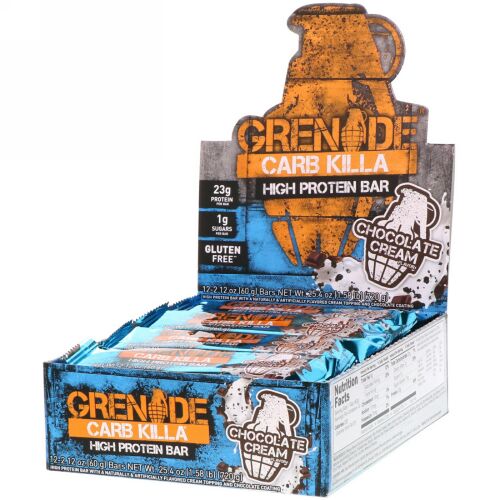 Grenade, Carb Killa, High Protein Bar, Chocolate Cream, 12 Bars, 2.12 oz (60 g) Each