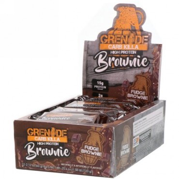 Grenade, Carb Killa, High Protein Brownie, Fudge Brownie, 12 Bars, 2.12 oz (60 g) Each (Discontinued Item)