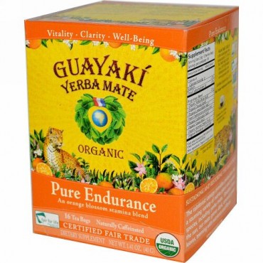 Guayaki, Yerba Mate, Organic Pure Endurance, 16 Tea Bags, 1.41 oz (40 g) (Discontinued Item)