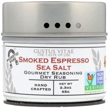 Gustus Vitae, Gourmet Seasoning Dry Rub, Smoked Espresso Sea Salt, 2 oz (56 g) (Discontinued Item)