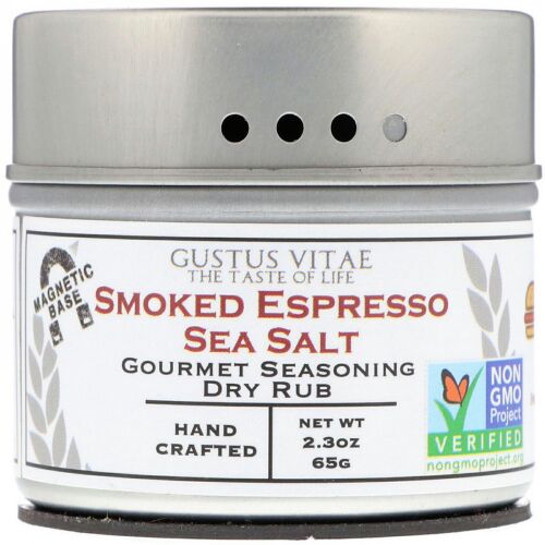 Gustus Vitae, Gourmet Seasoning Dry Rub, Smoked Espresso Sea Salt, 2 oz (56 g) (Discontinued Item)