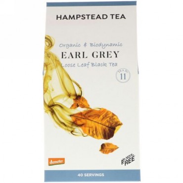 Hampstead Tea, Organic & Biodynamic, Loose Leaf Black Tea, Earl Grey, 3.53 oz (100 g) (Discontinued Item)