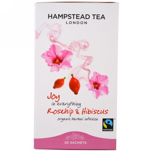 Hampstead Tea, ローズヒップ＆ハイビスカス、オーガニックハーブインフュージョン、20包、1.06 oz (30 g) (Discontinued Item)