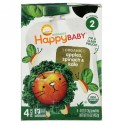 Happy Family Organics, オーガニック、ステージ2、シンプルコンボ、リンゴ、ほうれん草、ケール、4袋、各113g（4オンス）