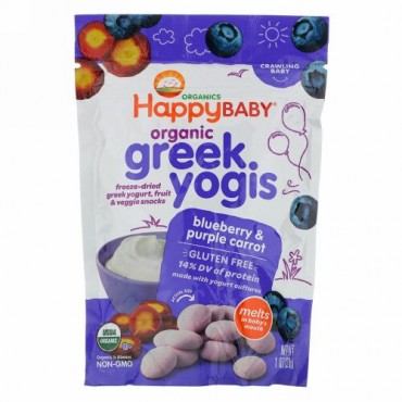 Happy Family Organics, happyyogis、Greek Yogurt、ブルーベリー& パープルキャロット、1オンス (28 g)
