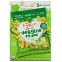 Happy Family Organics, オーガニックス・ハッピートット、野菜大好き、ひよこ豆の蔓スナックバッグ、オーガニックチェダー＆ホウレンソウ、5袋、各0.25 オンス (7 g) (Discontinued Item)